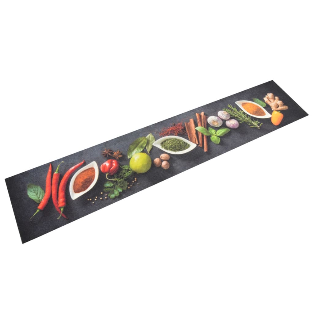 vidaXL Alfombra de cocina lavable terciopelo cuchara especias 60x300cm Color Negro y rojo,  Gris con huellas de patas,  spices y mas