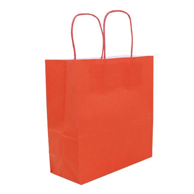 MONOUSO | Bolsa Papel Roja con Asas 90g/m² 22+10x27cm (25 Uds)