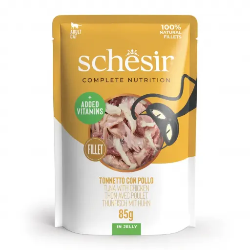 Schesir Comida Húmeda de Atún con filetes de Pollo en Gelatina - 85 gr