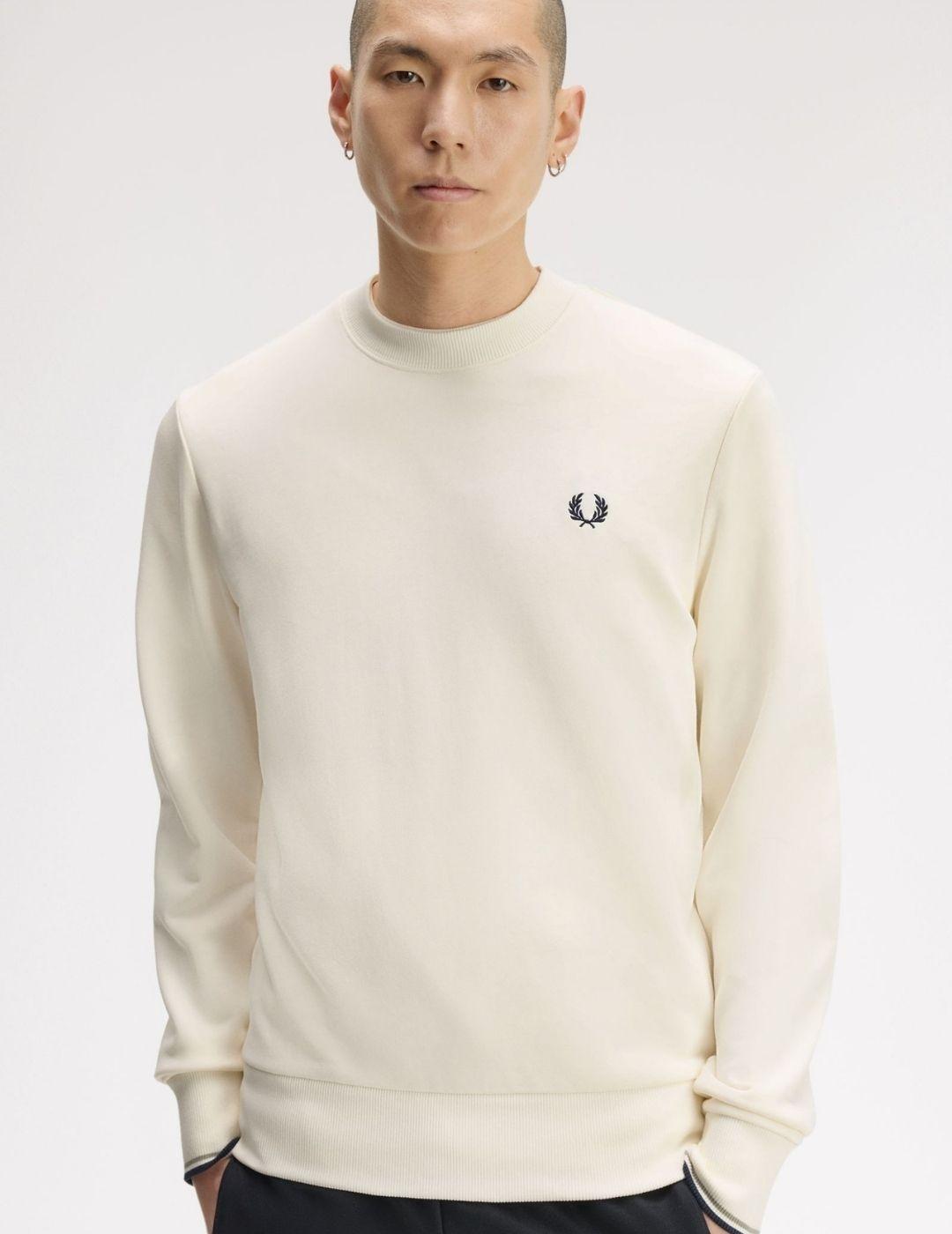 Sudadera Fred Perry Cuello Redondo Beige Hombre