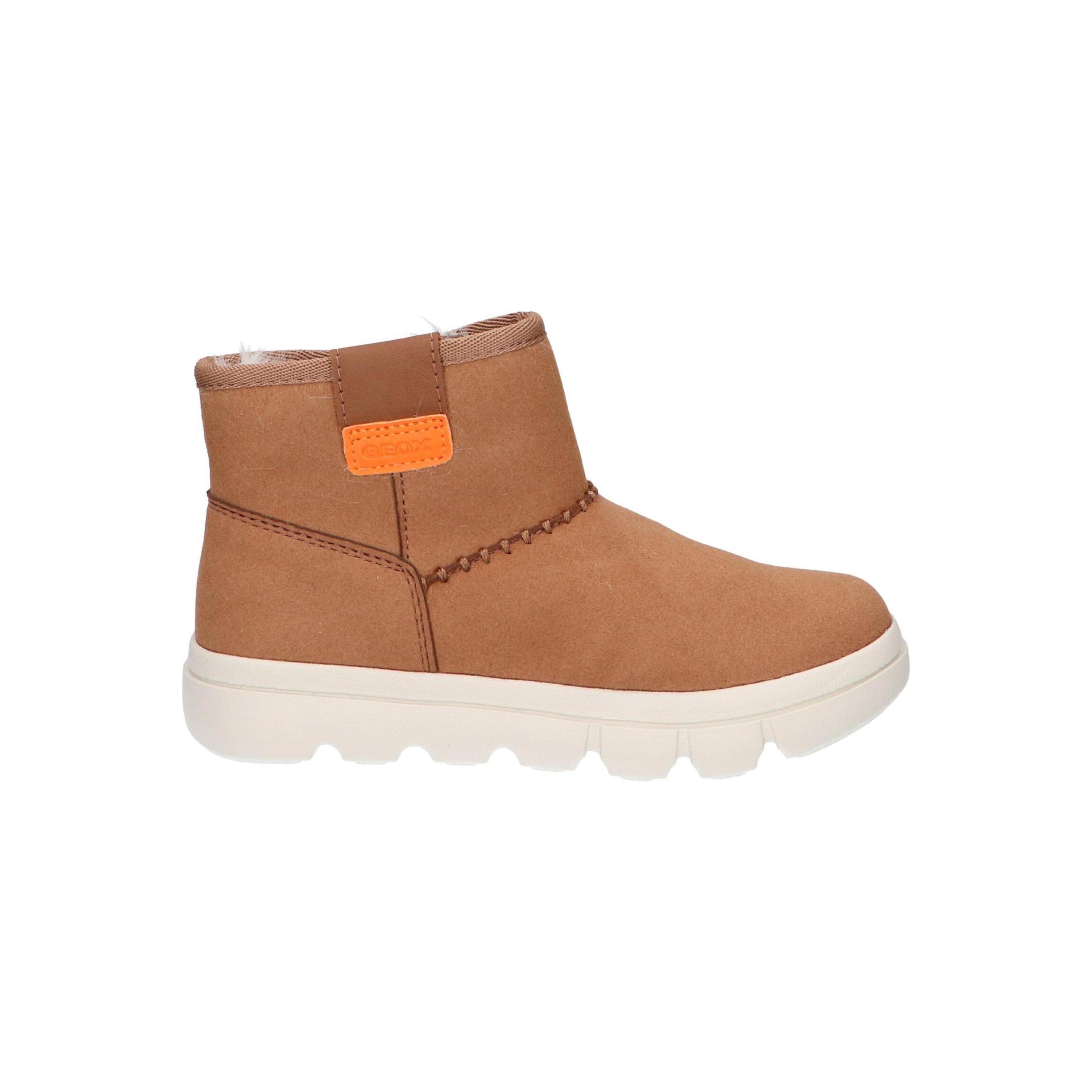 Geox girl's boots in brown, made from synthetic leather, lined for warmth with a side zipper closure, perfect for autumn-winter, comfortable and durable girl winter boots.