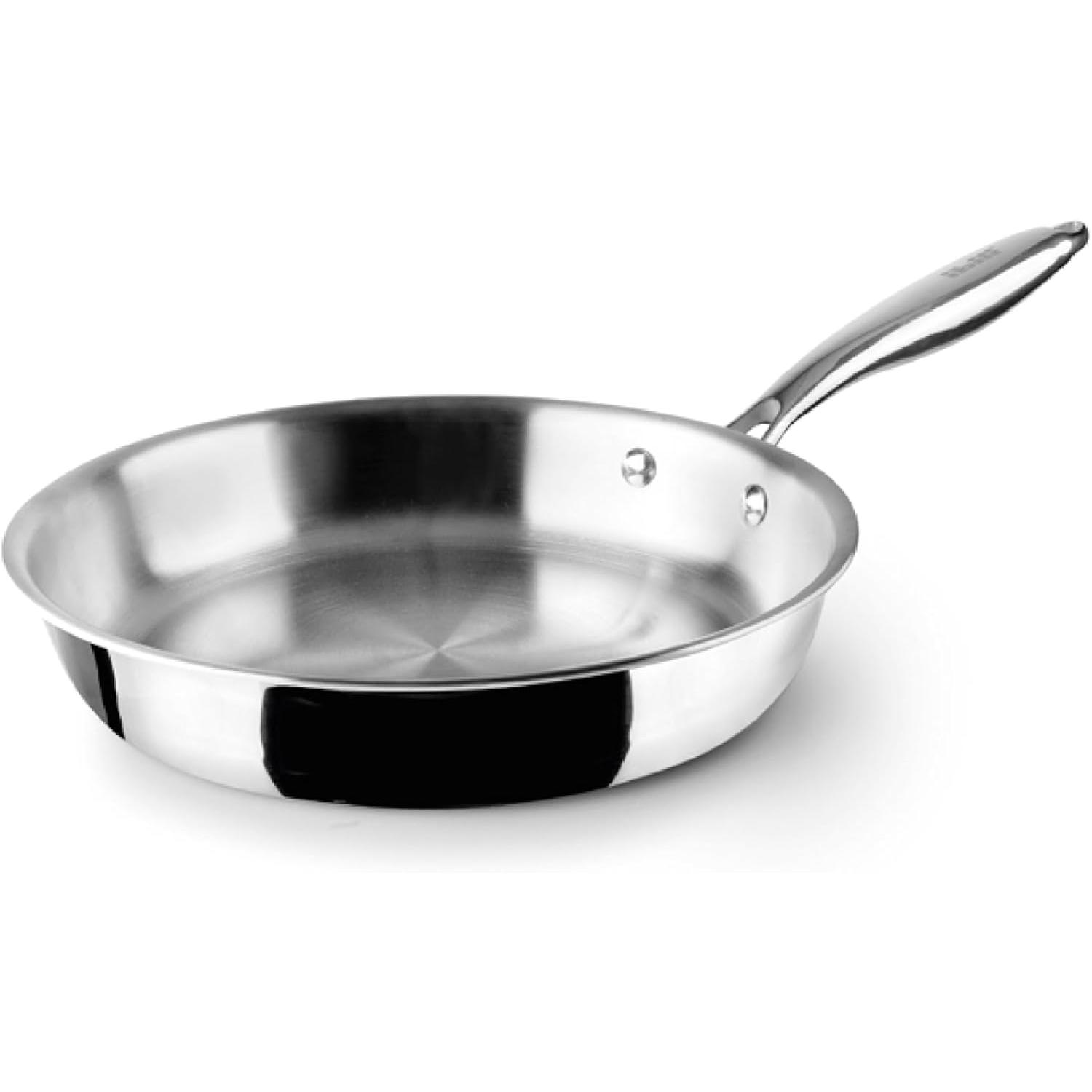 SS Sarten tricapa , 22 CMS, Arce inoxidable, Apto para induccion, sin antiadherente