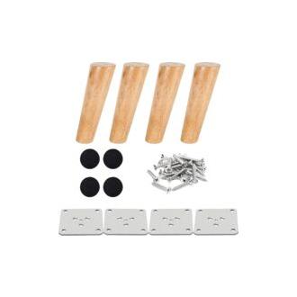 CA (15 cm) Juego de 4 patas de madera para muebles, pata de cama de 15 cm, pata de mesa de centro inclinada, pata de mueble de cocina, acabado nogal, con accesorios de instalación para sillón, mesita de noche, armario, cajón, etc.