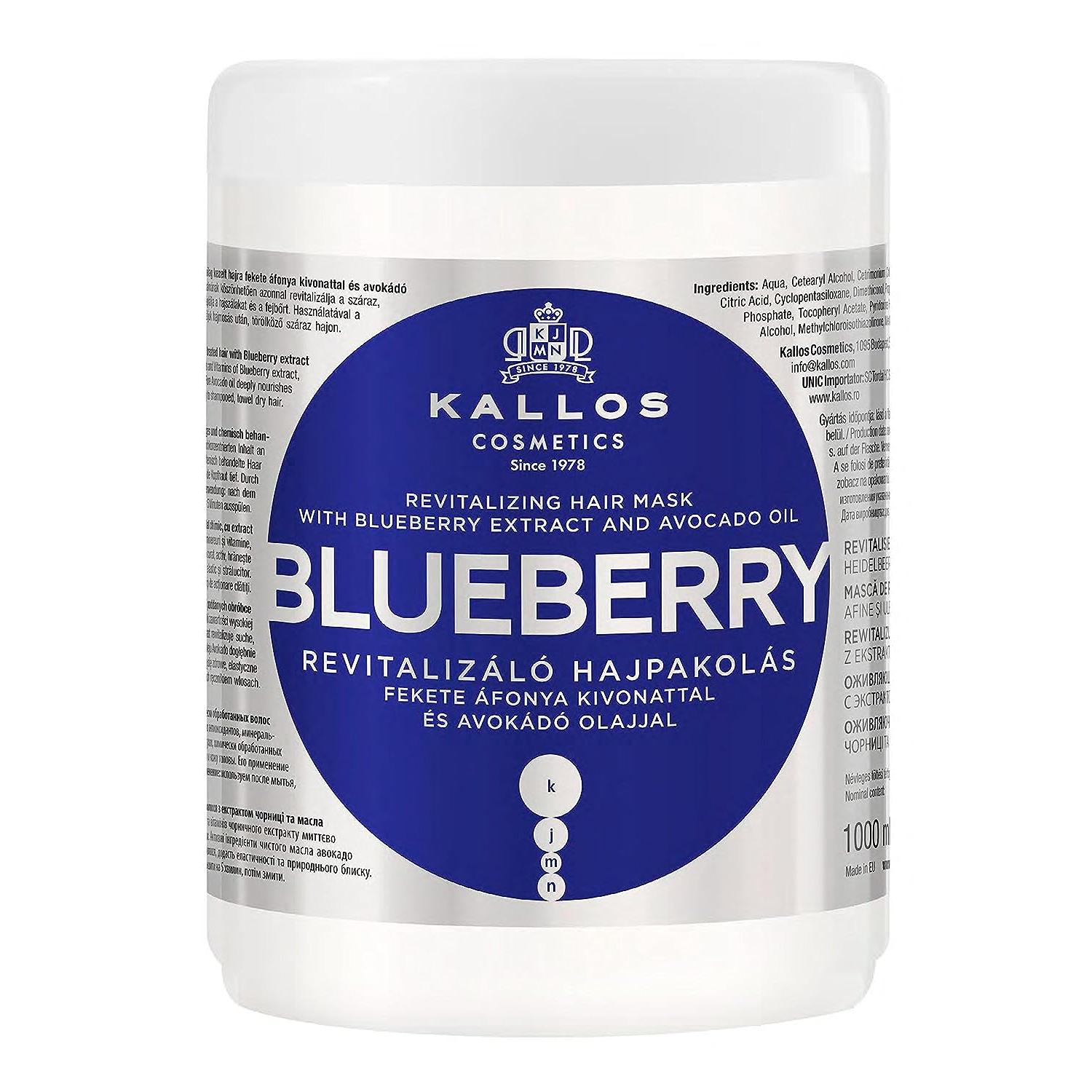 Kallos Mascarilla Revitalizante Blueberry para Cabello Seco, Dañado y Tratado Químicamente 1000ml