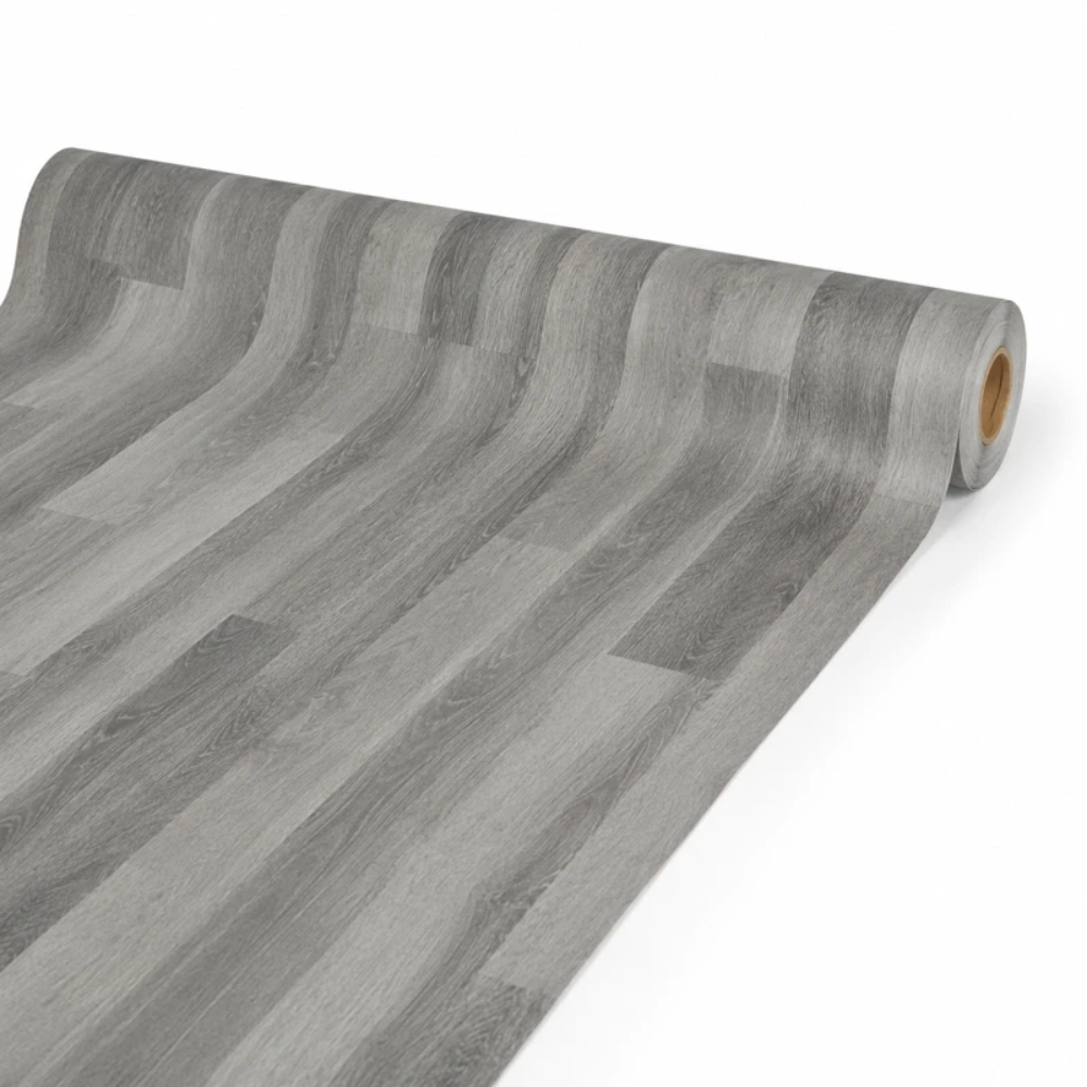 Arquiservi - Suelo Vinílico Sintasol en Rollo PVC | Resistente Al Agua | Para Salones y grandes espacios. Impermeable, flexible, antideslizante. Teca Gris