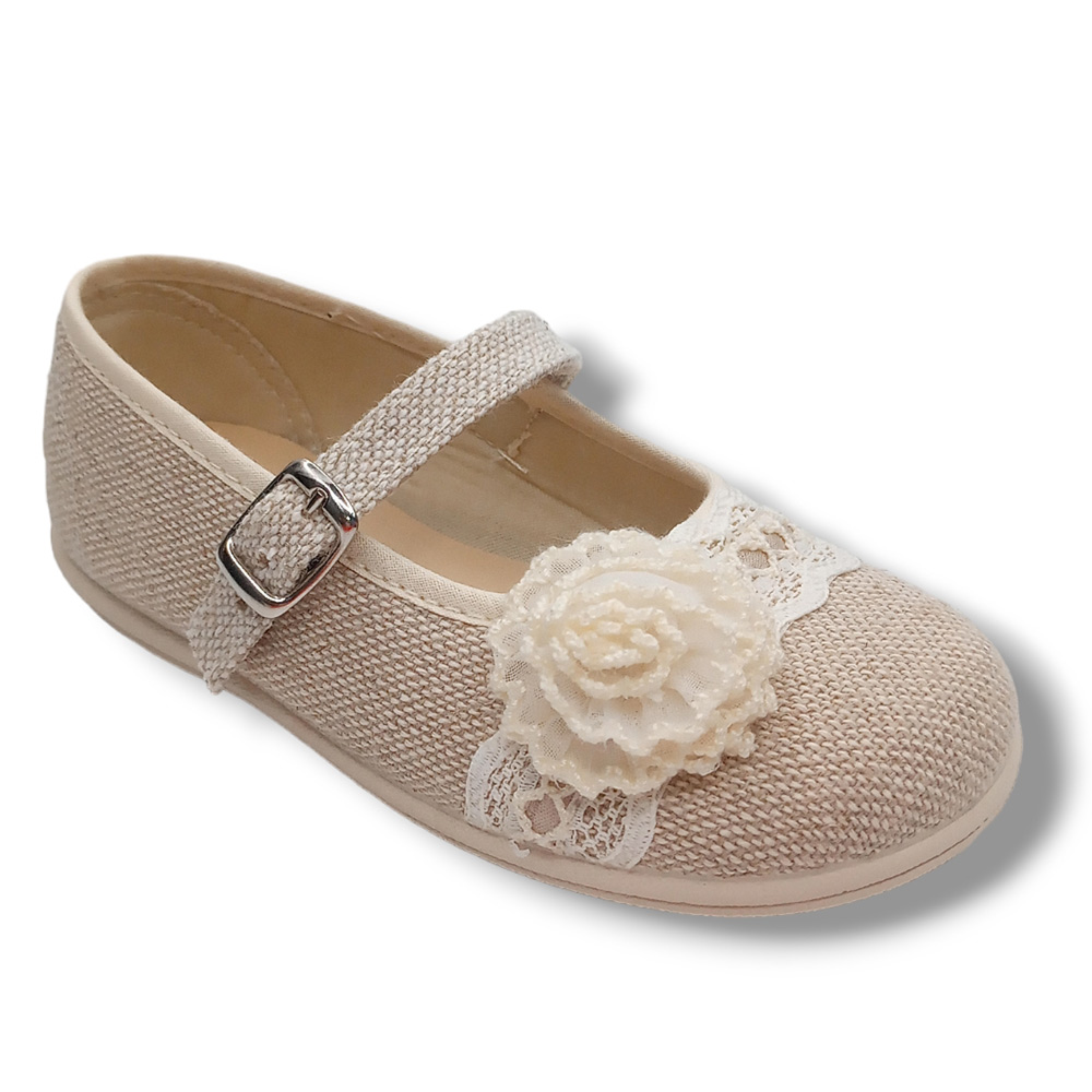 Vulpeques Merceditas Lino Niña 254-LC/9 CRUDO calzado niños Respetuoso Vulpeques Summer ROYALE CORDONETS