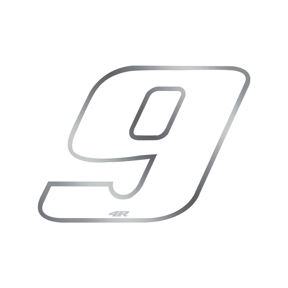 Moto Carrera Número Pegatina "9" Blanco 100x130mm