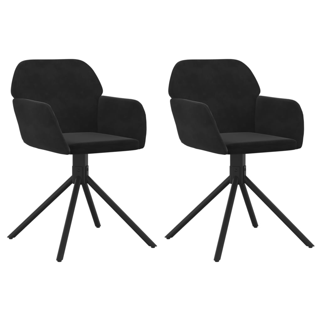 vidaXL Sillas de comedor giratorias 2 uds terciopelo negro