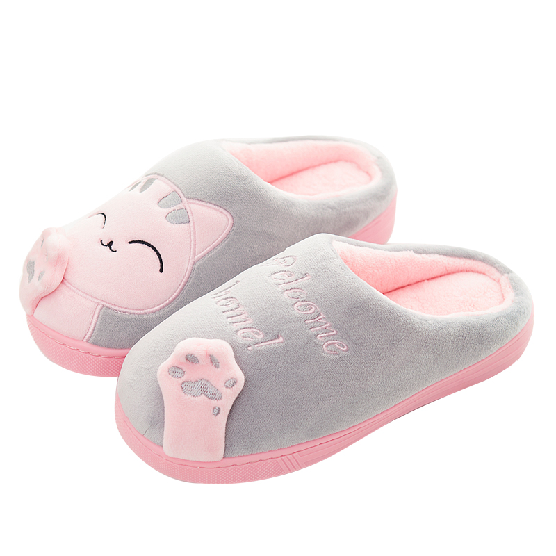 TK Zapatillas De Invierno Para Mujer Con Decoración De Gato Kawaii Cómodas Y Con Lona Llena De Peluche Zapatos De Pies Calientes Para El Hogar