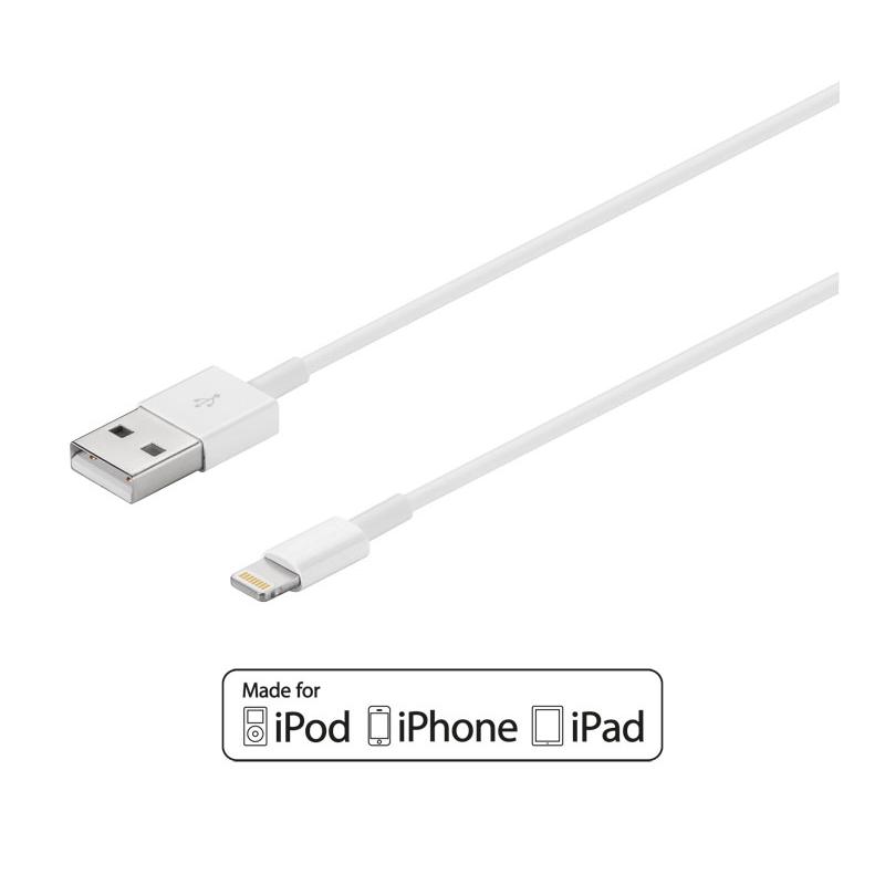 Conexión USB-A 2.0 a Lightning iPhone, carga y datos