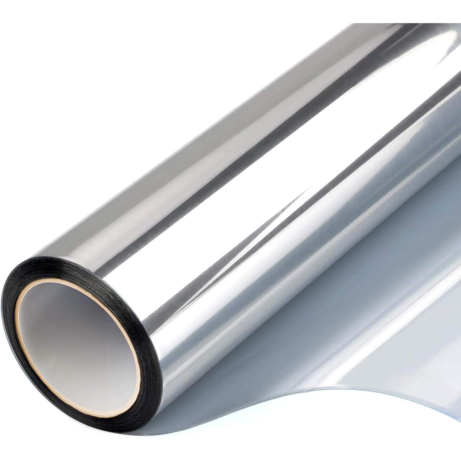 Vinilo para ventana de vidrio Anti-UV, película de protección solar, lámina de privacidad con efecto espejo, Rollo adhesivo Anti UV 99% de gran reflexión, el mejor Control del calor, Sirve tanto para Casa como para Coche 50x300cm o 75x300cm