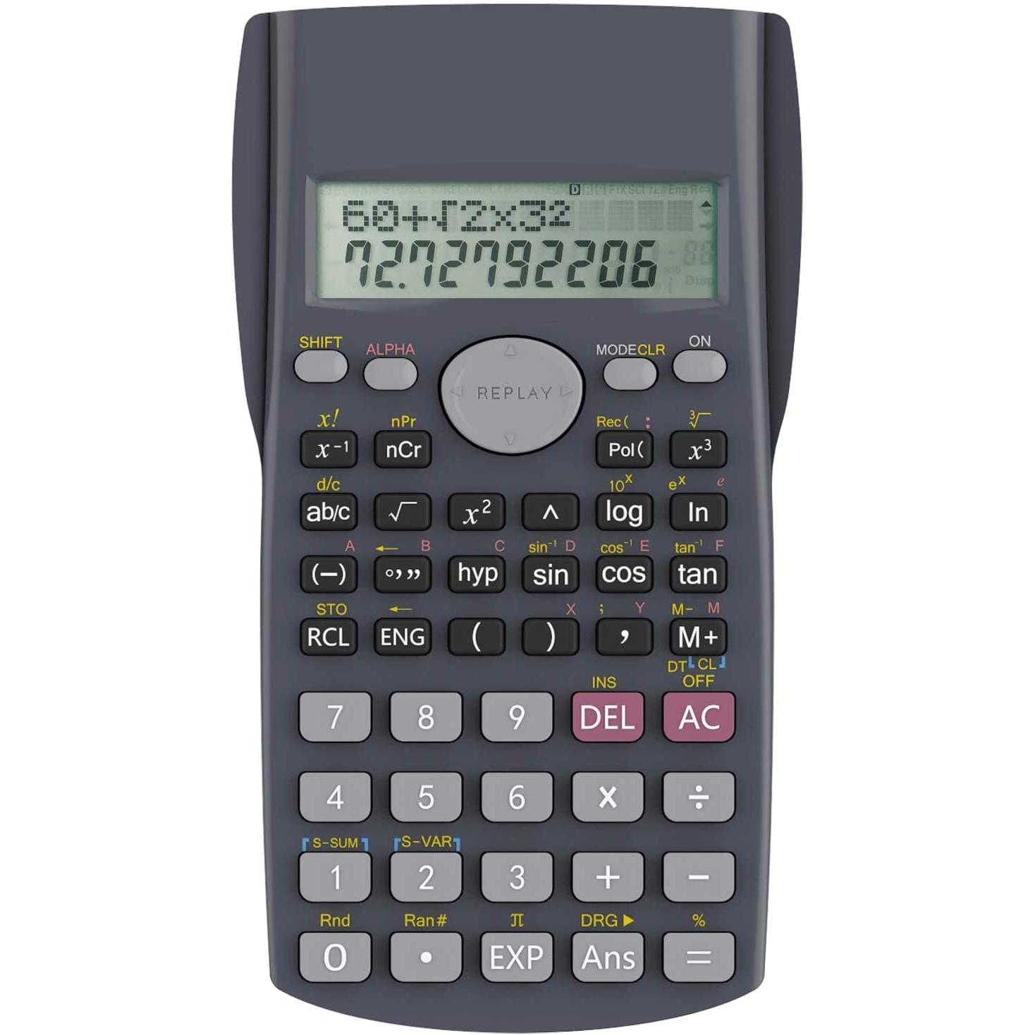 Calculadora Científica de Ingeniería de 2 Líneas, Adecuada Compatible Escuelas y Negocios, Negro MP