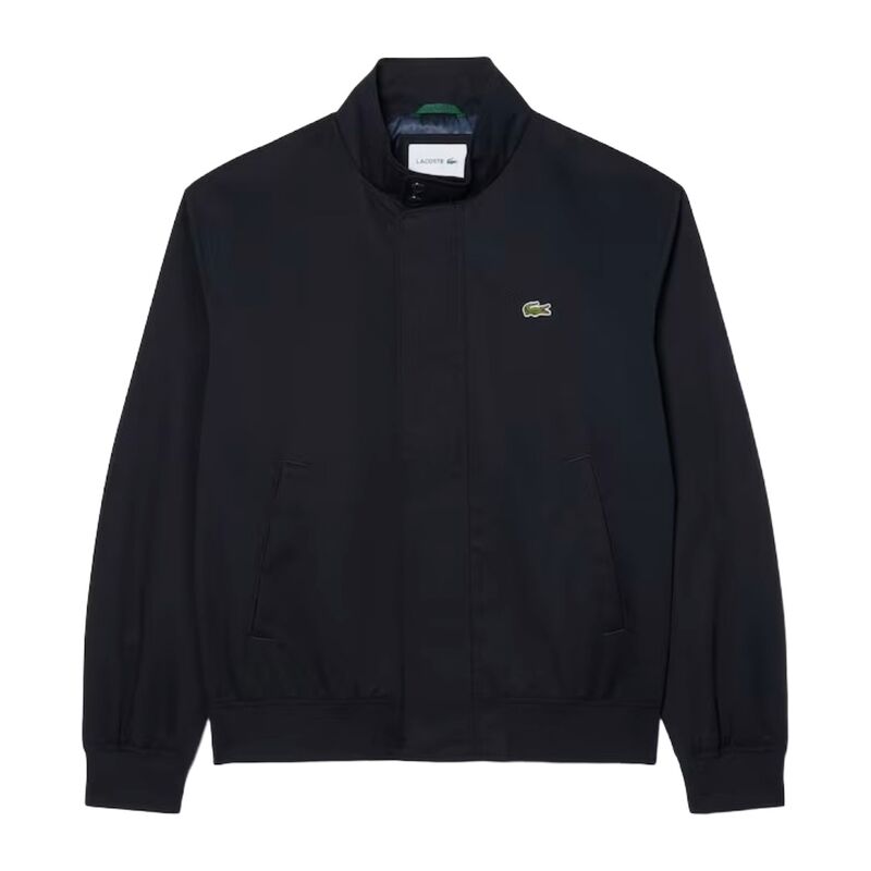 Chaqueta Azul Marino Lacoste Harrington Abimes de Sarga Hidrófuga con Detalles Sofisticados