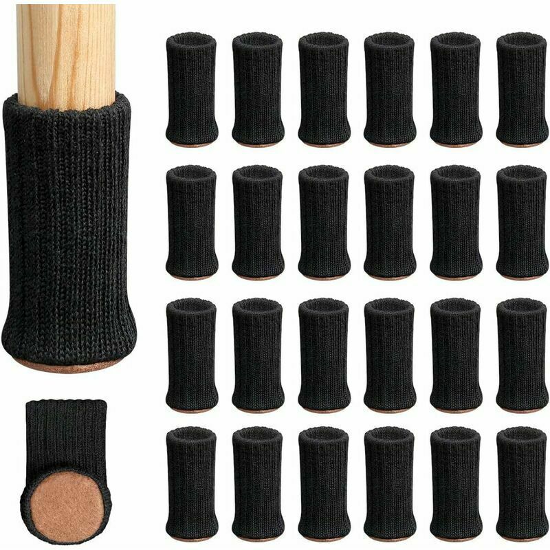 CA 24 protectores antideslizantes para patas de silla de 2,5 a 5 cm de diámetro, color negro