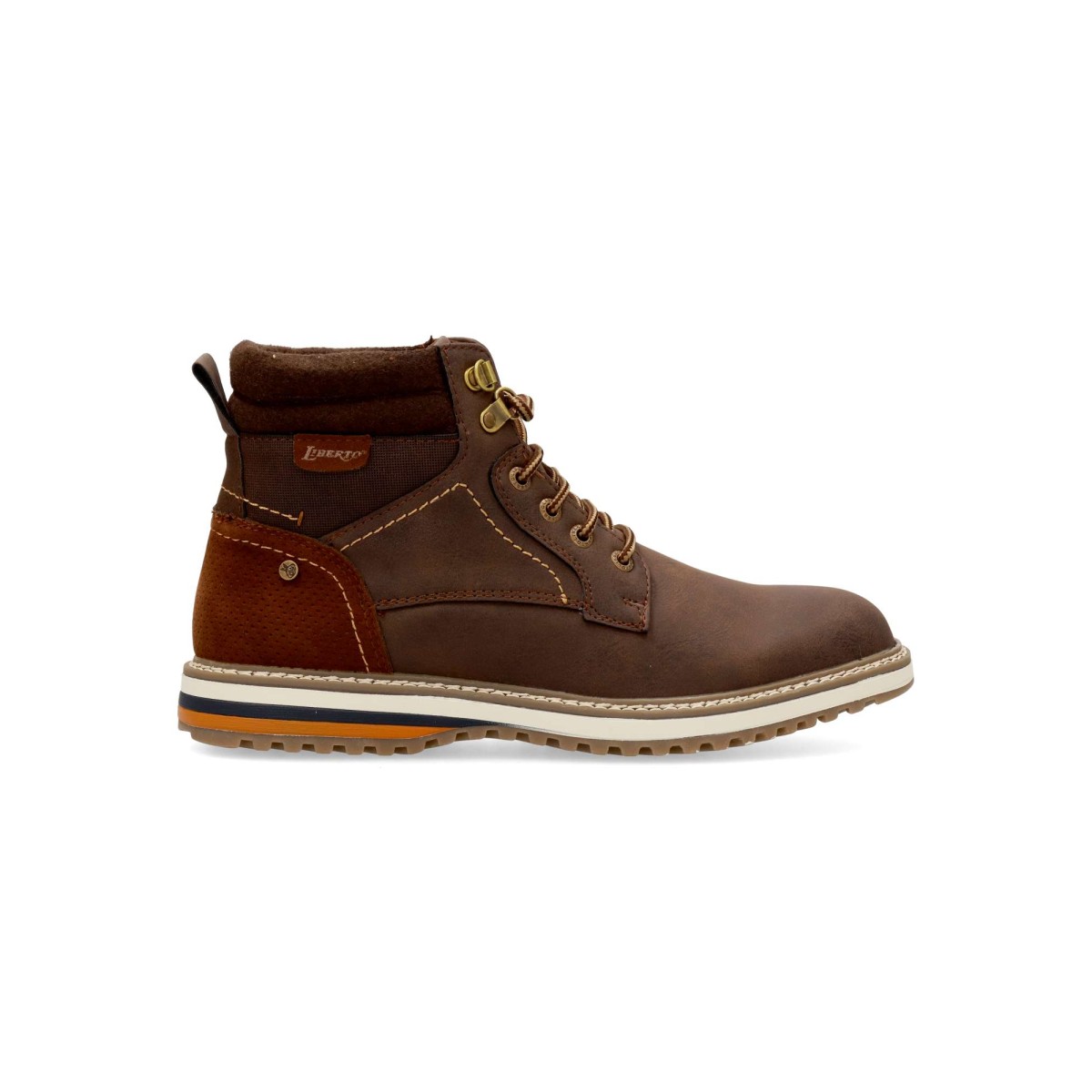LIBERTO - Botín oxford casual para hombre, estilo botas cortas con cierre de cordones, material sintético y suela de goma flexible, plantilla acolchada color café