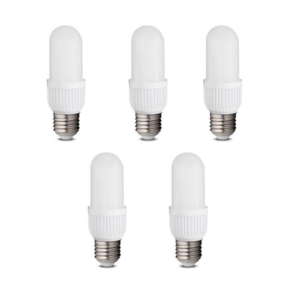 5 uds Bombilla Led con forma de tubo, bombilla forma tubular largo, 5W, luz fria/blanca 6500K y luz calida/amarilla 3000K, casquillo grande E27, Don Feliz