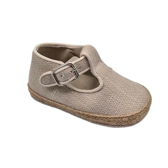 Chuches - Patucos sin suela para niños CH 760, modelo lino beige ideal para primeros pasos, cómodos y flexibles para bebés en etapa de gateo y aprendizaje de la marcha