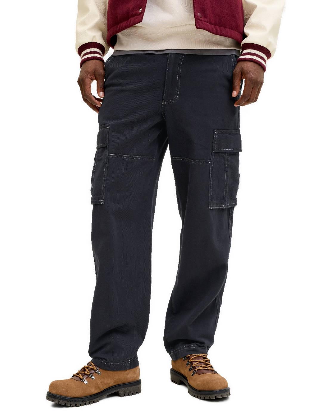 Pantalón vaquero Jack & Jones negro cargo regular de hombre