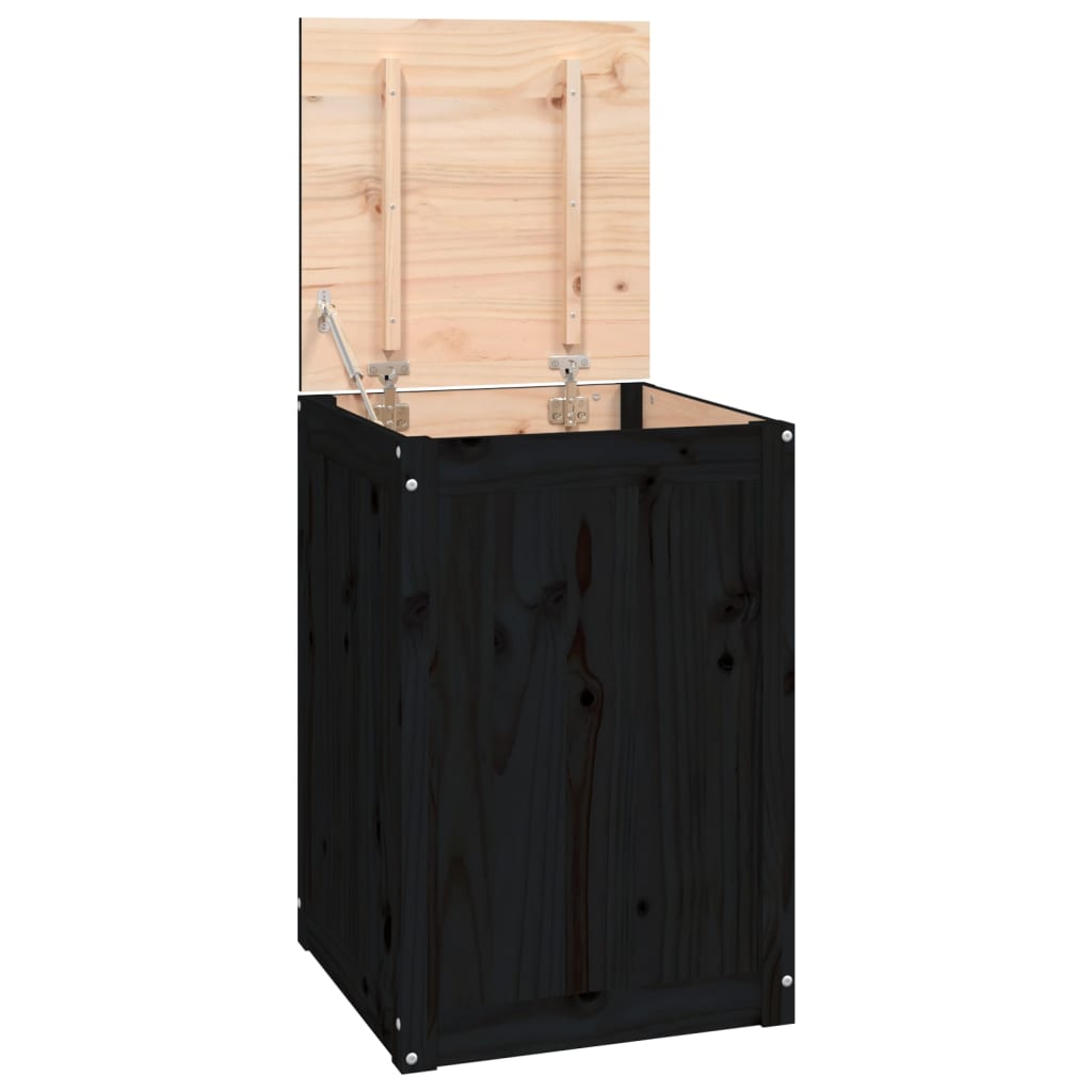 vidaXL Baúl para la colada madera maciza de pino negro 44x44x66 cm