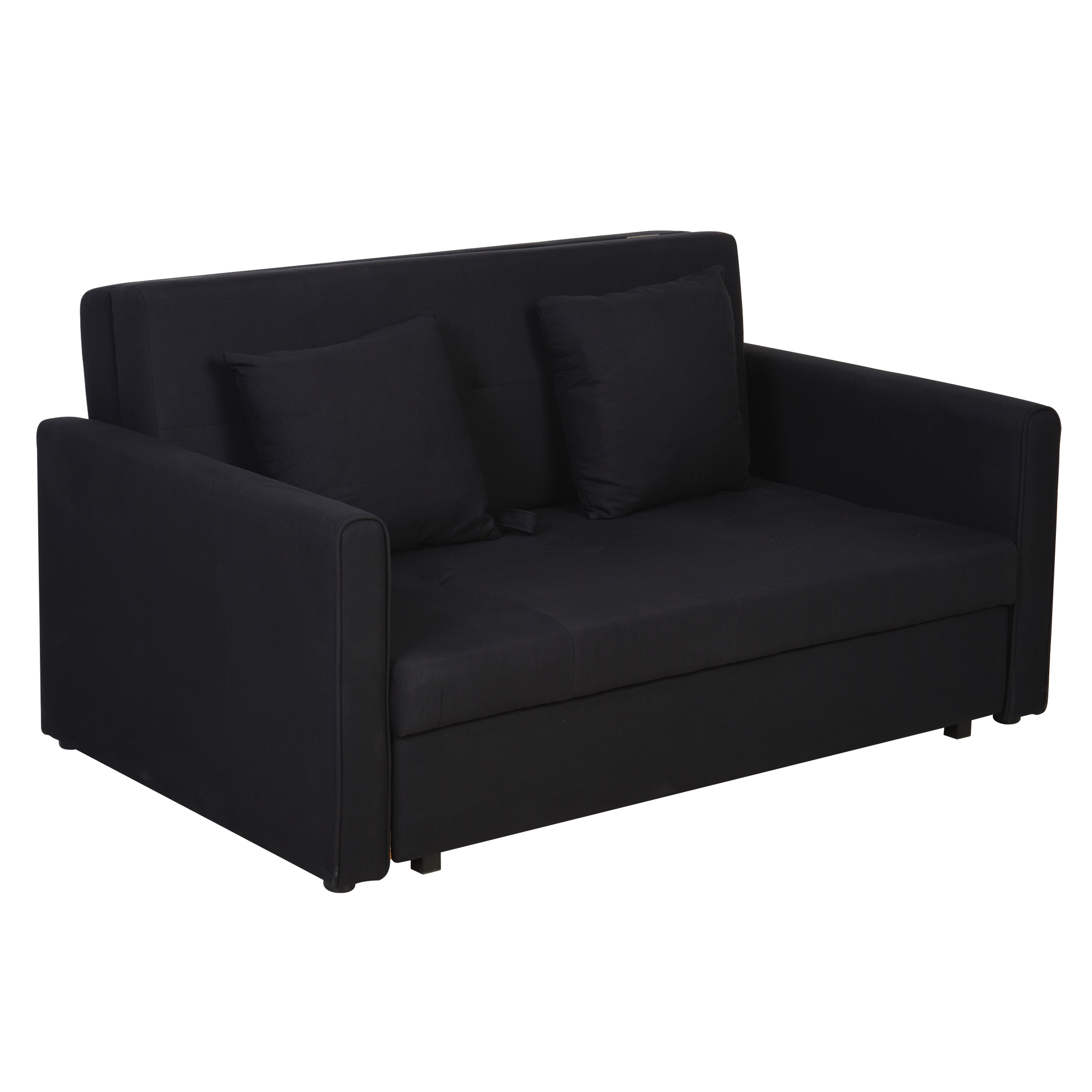 HOMCOM Sofá Cama de 2 Plazas Tapizado en Poliéster con 2 Cojines Desmontables Reposabrazos y Base de Almacenaje Sofá Doble Moderno para Salón Oficina 152x101x81 cm