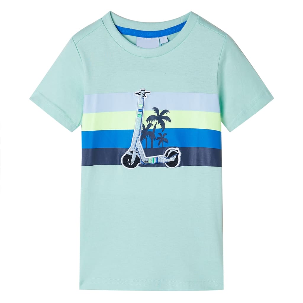 Camiseta infantil verde claro 140 en color Menta/Crudo