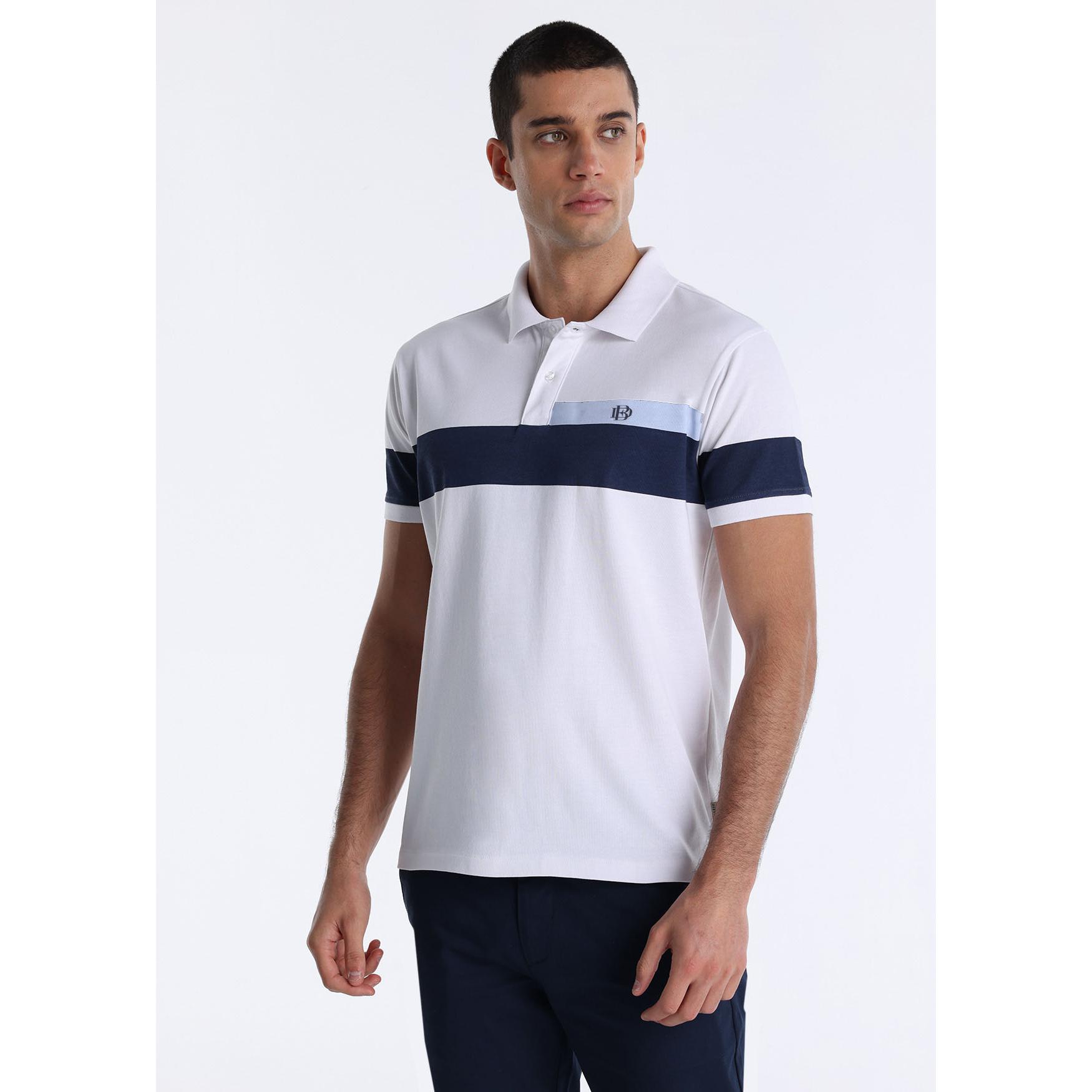Polo Franja Logo Blanco