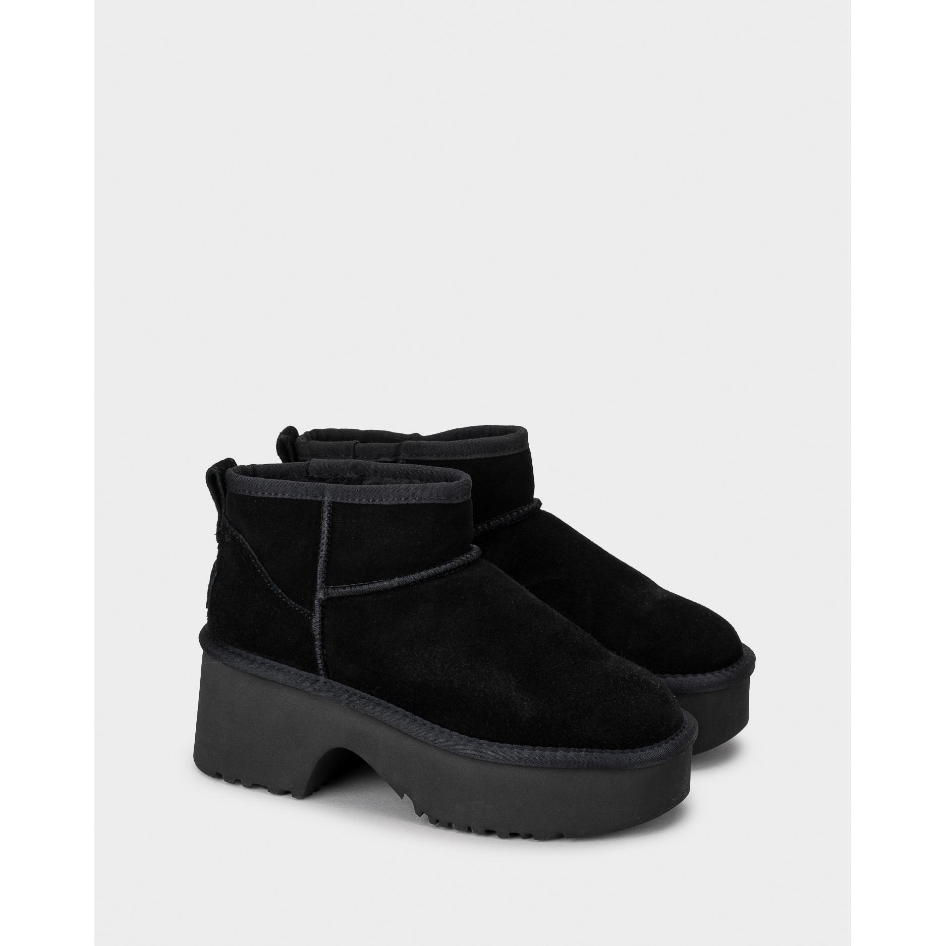 ANDY-Z AZ4009 Botines de en cuero para mujer, botas de nieve cálidas, forro de felpa, suela gruesa, sin cordones, sencillos, antideslizantes, otoño e invie