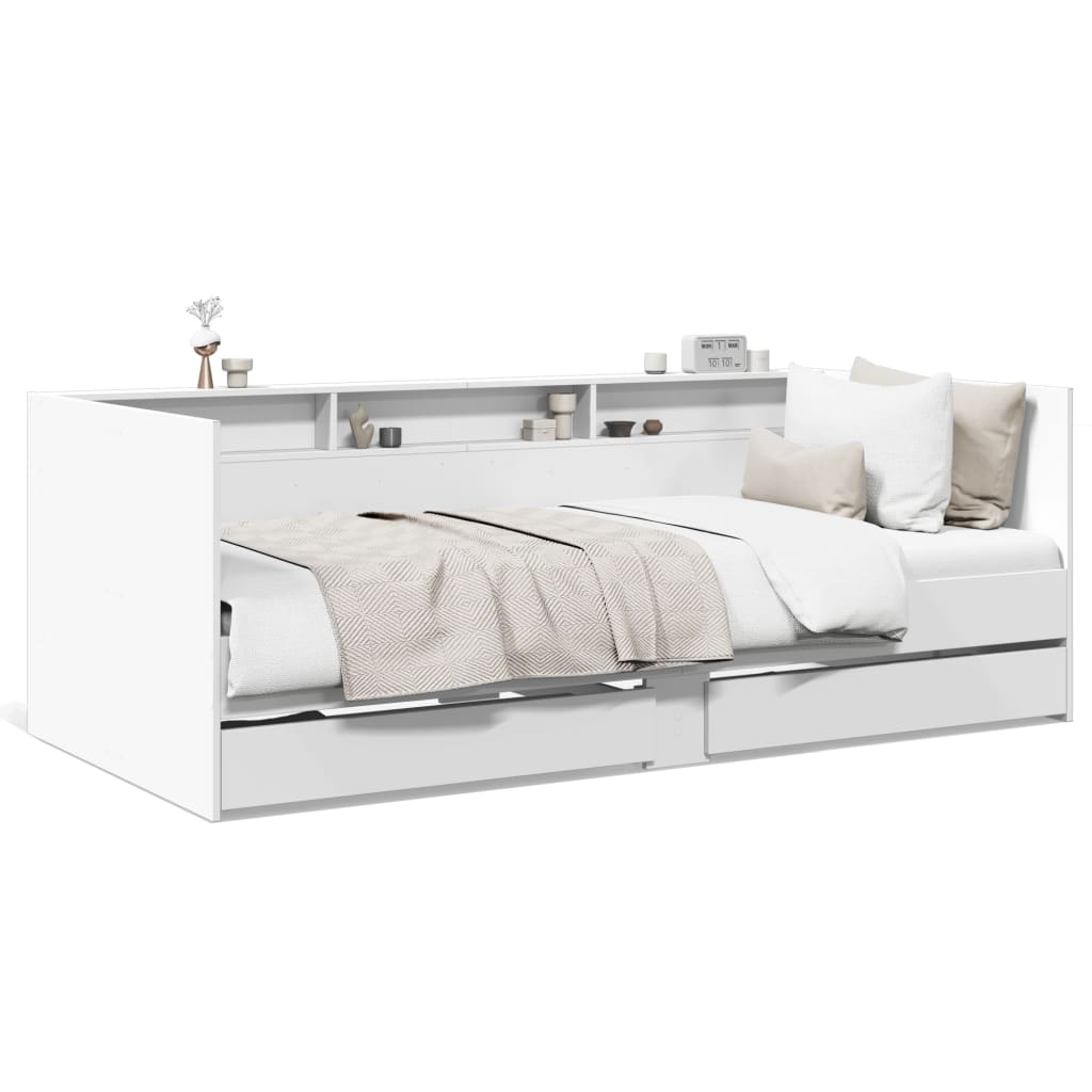 vidaXL Sofá cama con cajones sin colchón blanco 75x190 cm