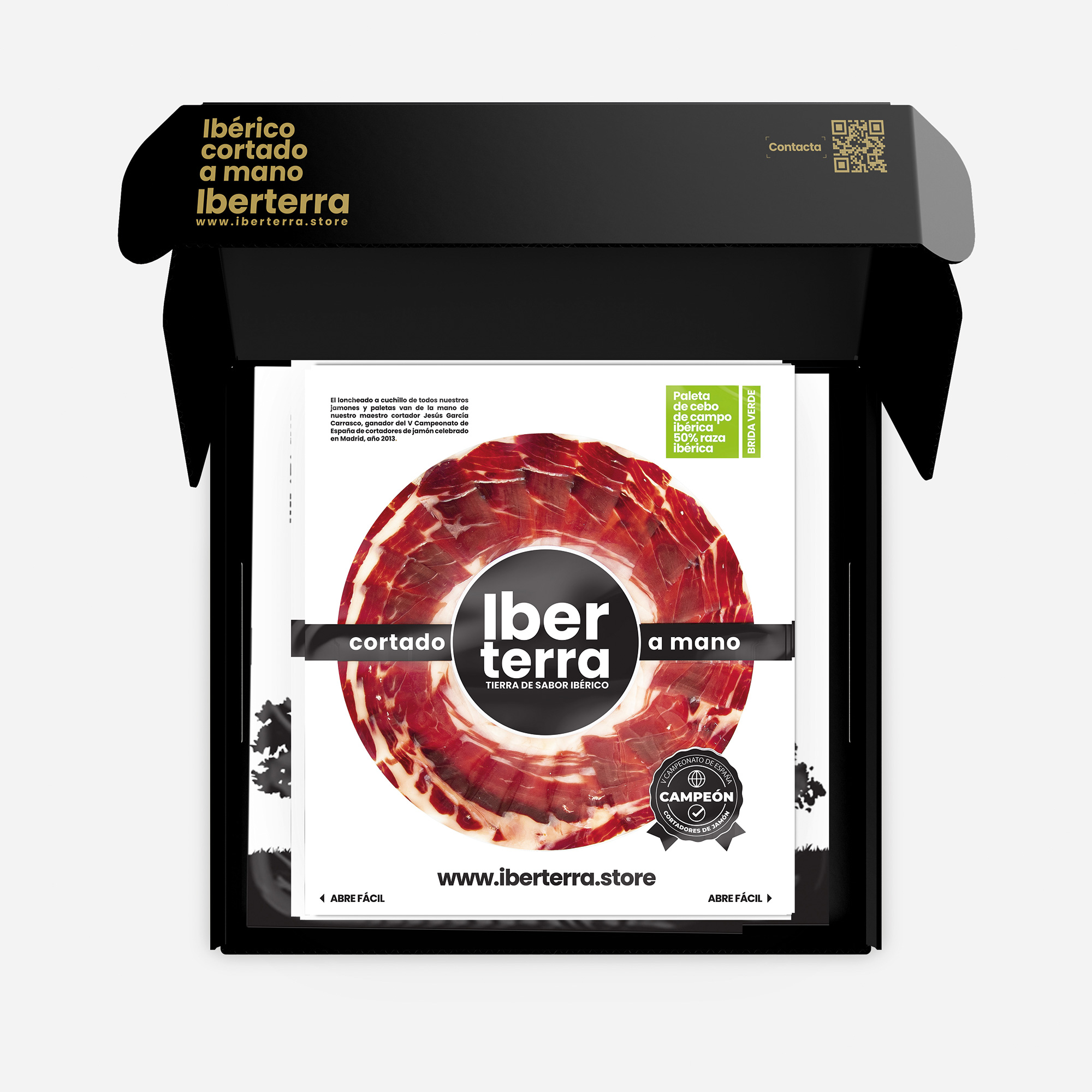 Paleta de cebo de campo ibérica En Oferta. 8 Kilos. Loncheado A Cuchillo Gratis IBERTERRA. 24 meses de curación.