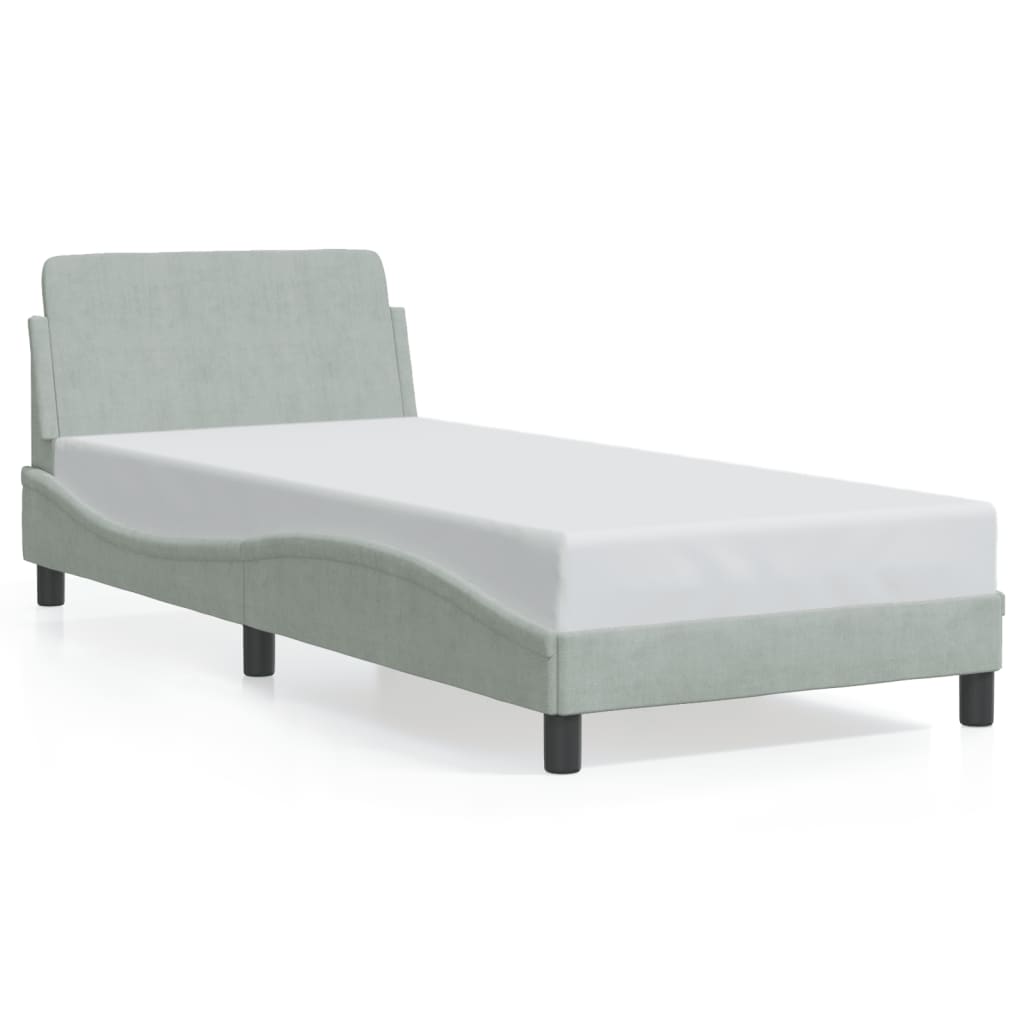vidaXL Estructura de cama Dover terciopelo gris claro 90x200 cm