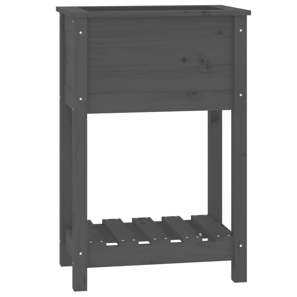 vidaXL Jardinera de madera maciza de pino 54x34,5x81 cm Color Natural,  Blanco,  Gris y mas