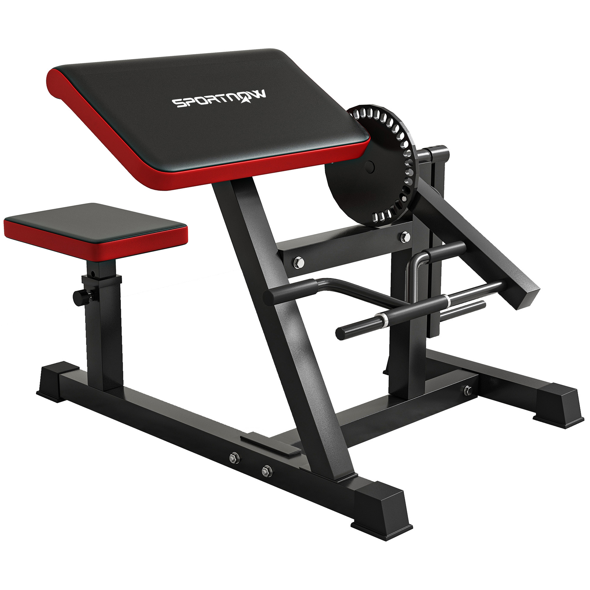 SPORTNOW Máquina de Bíceps y Tríceps 2 en 1, Banco de Curl de Predicador con Asiento Ajustable en Altura, Máquina de Curl de Bíceps y Extensión de Tríceps para Entrenamiento en Gimnasio, Casa
