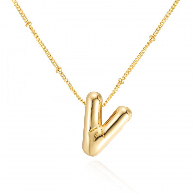 Collar de letras gruesas para mujer, collar elegante, colgante de letra delicado, chapado en oro de 14 quilates