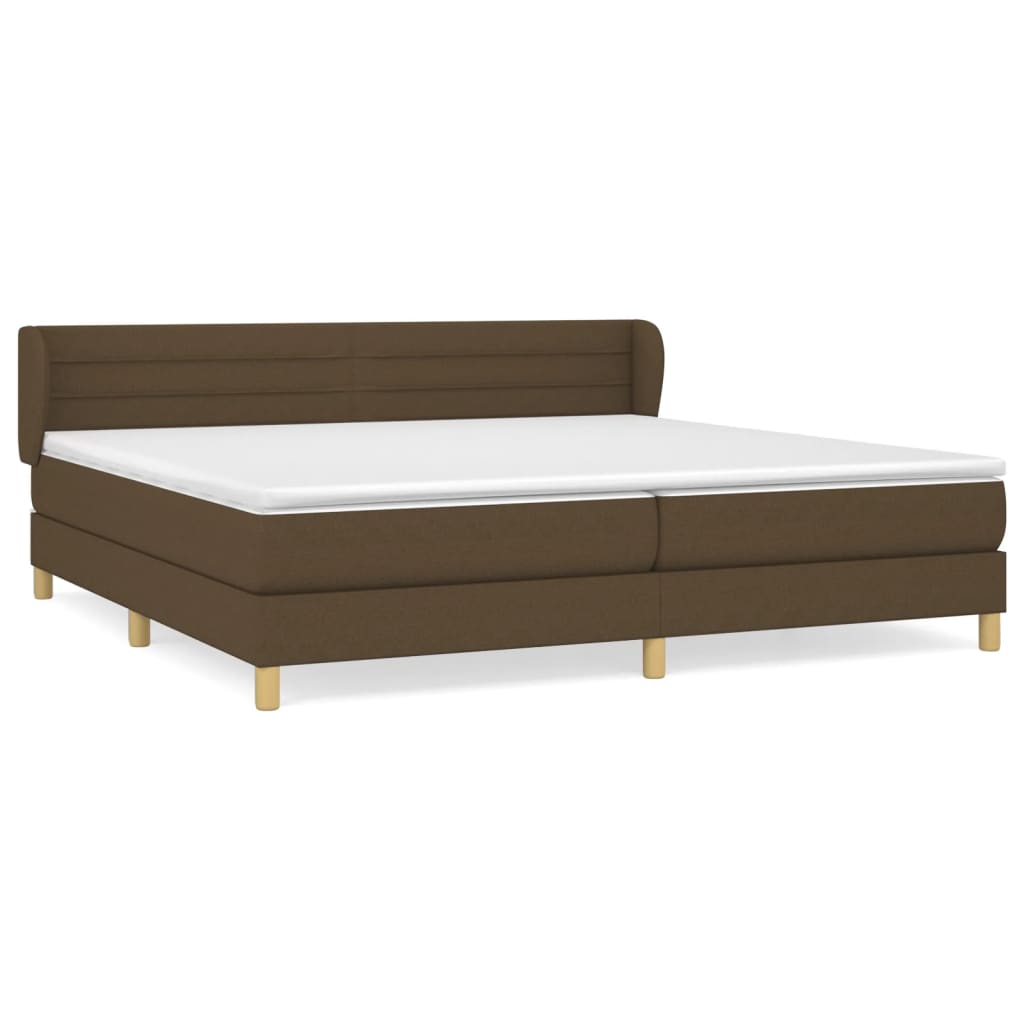 vidaXL Cama box spring con colchón tela marrón oscuro 200x200 cm