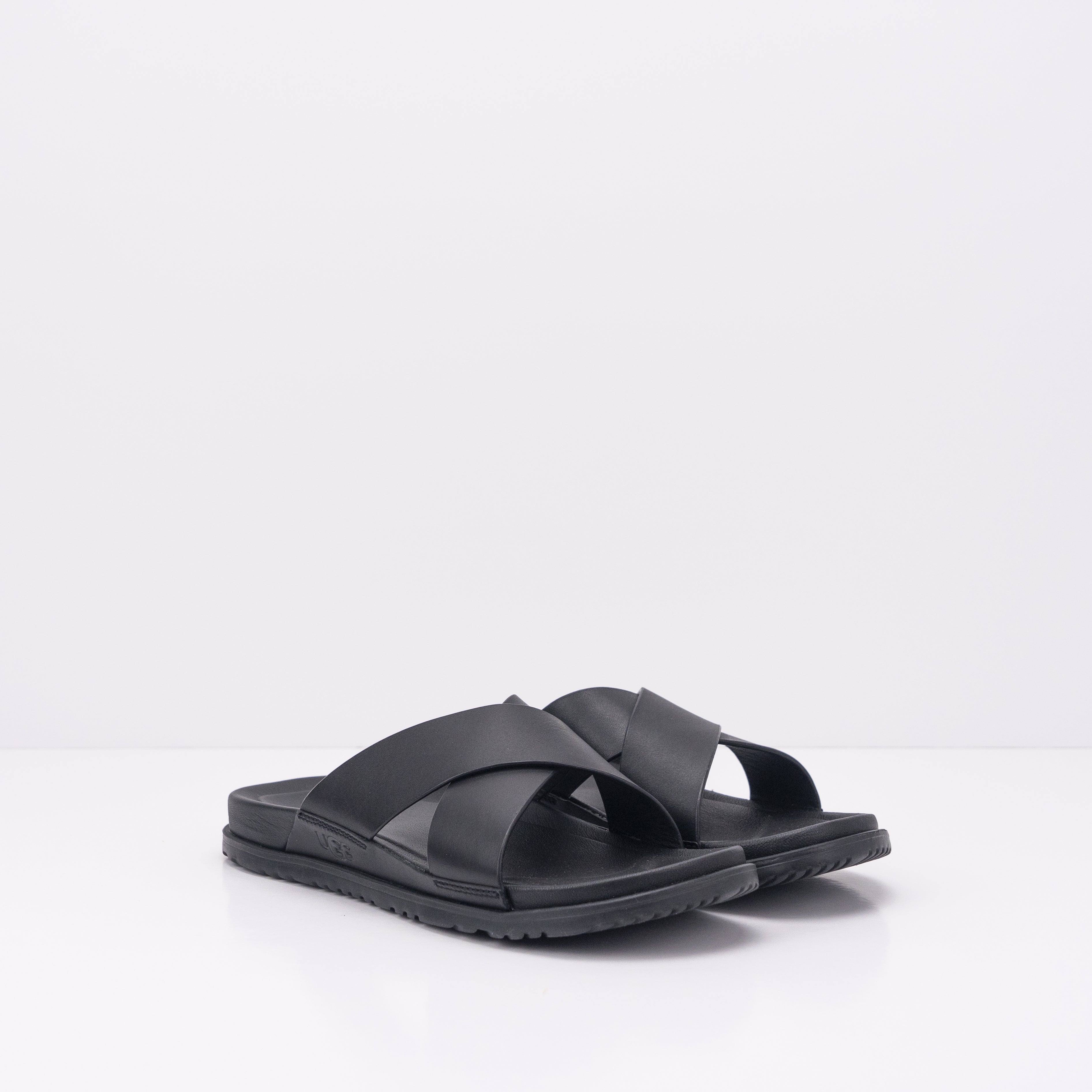 SANDALIA - UGG - WAINSCOTT SLIDE BLACK LEATHER UGG SANDALIAS