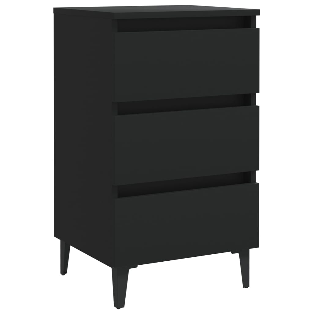 Vidaxl Mesita de Noche con Patas de Metal 40x35x69 Cm Blanco