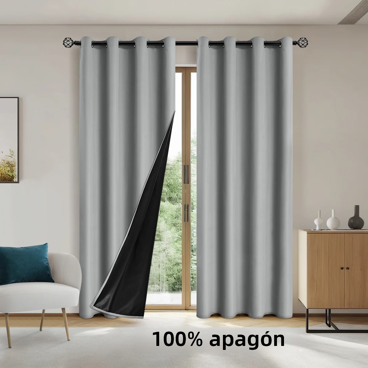 MOV Cortinas De Blackout 100% En Color Sólido Para Protección Solar Y Aislamiento Total Para Dormitorio Y Sala De Estar