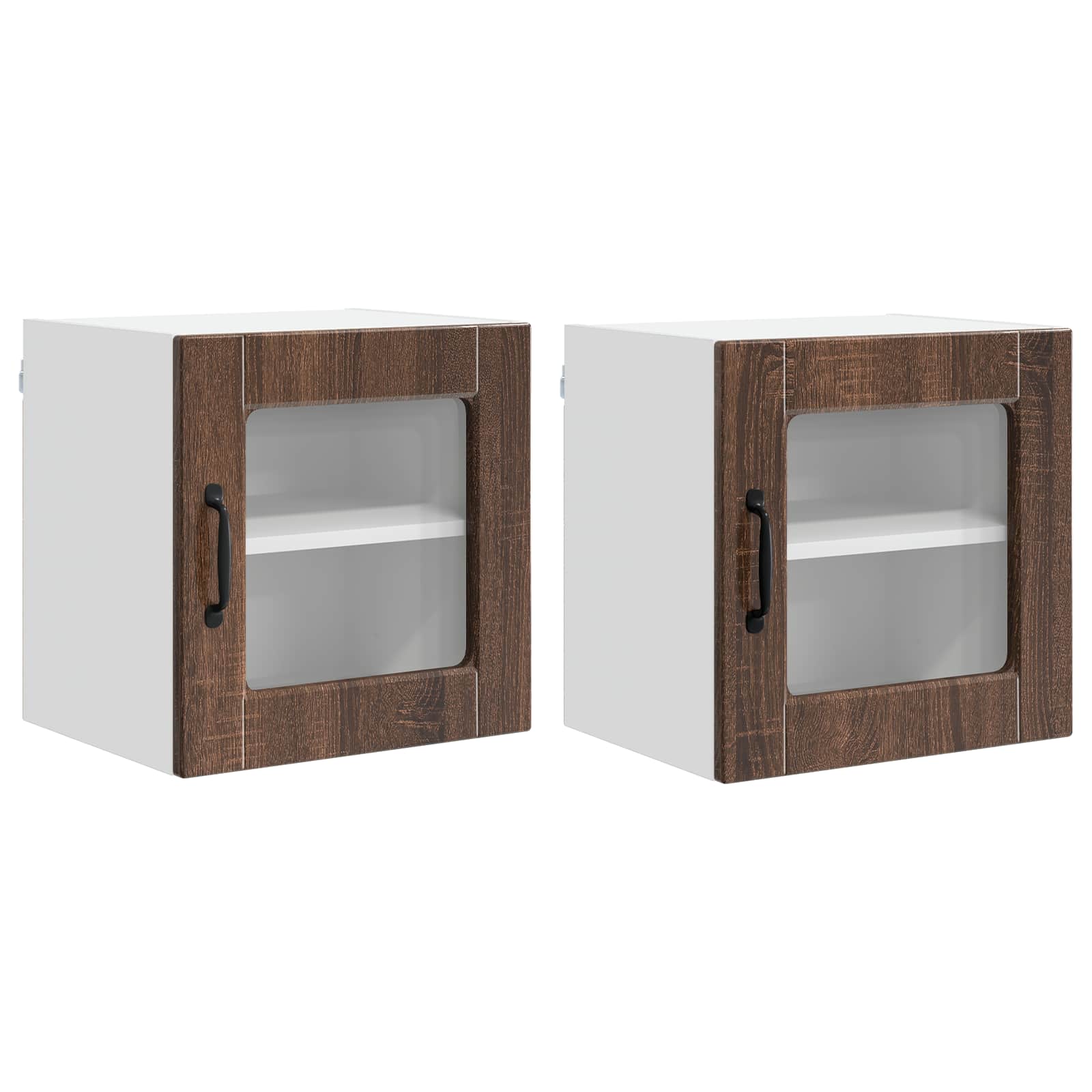 vidaXL Armario de vidrio para pared PORTO 2 uds. Madera de ingeniería 40 x 31 x 40 cm Multicolor