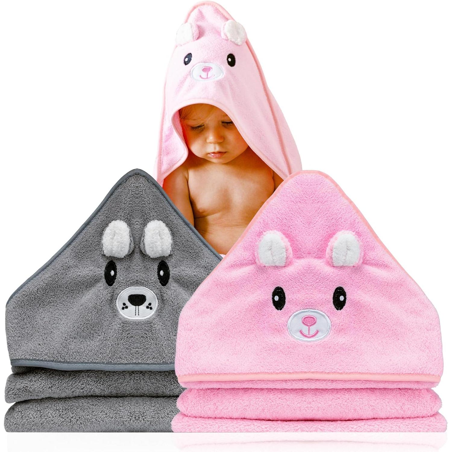 TK 2 Unidades Toalla bebe - Regalo bebe recien nacido niño - Toallas bebe con capucha de animales 0-3 años - Albornoz bebe baño - Capa de baño bebe - Regalos para bebes recién nacidos (80CM*80CM)