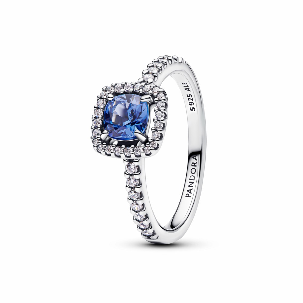 Anillo Halo Azul Cuadrado Brillante Pandora - 193555C01