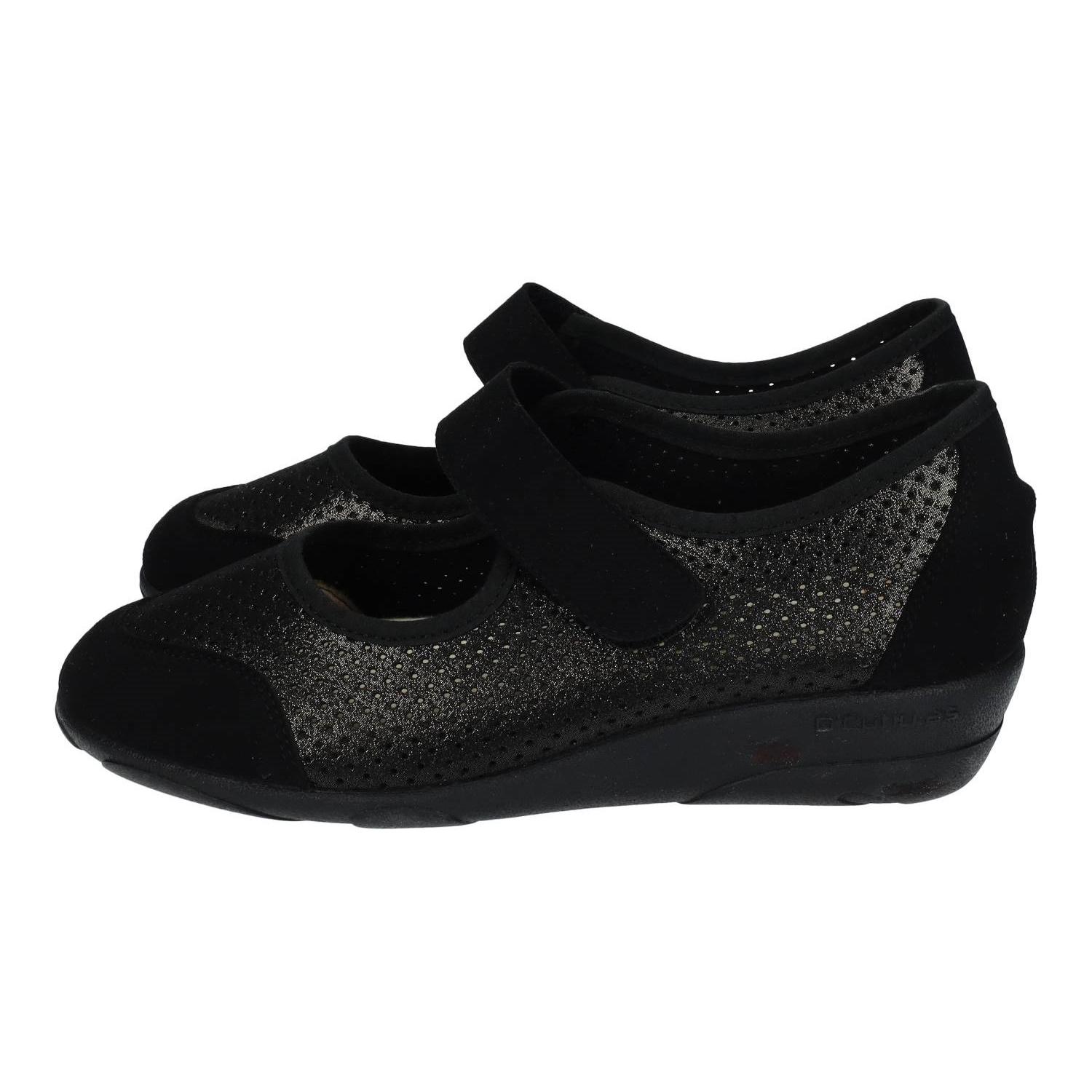 Zapatillas marca DOCTOR CUTILLAS para señora en color negro. Manoletinas Doctor Cutillas para Mujer – Hechas en España – Plantilla Extraíble y Cierre Ajustable