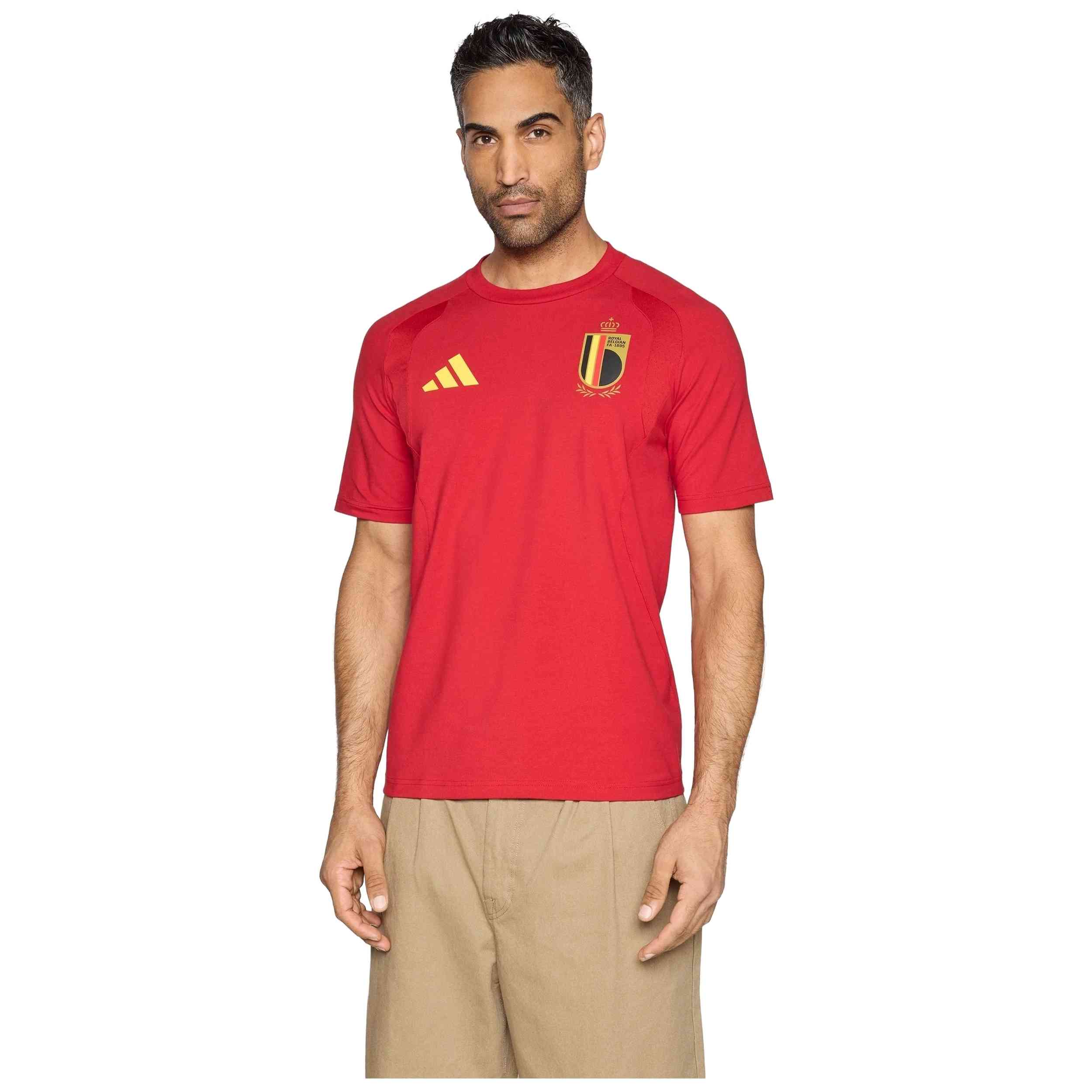 Camiseta De Manga Corta Adidas modelo Belgium Tiro Travel para hombre y mujer en color Rojo