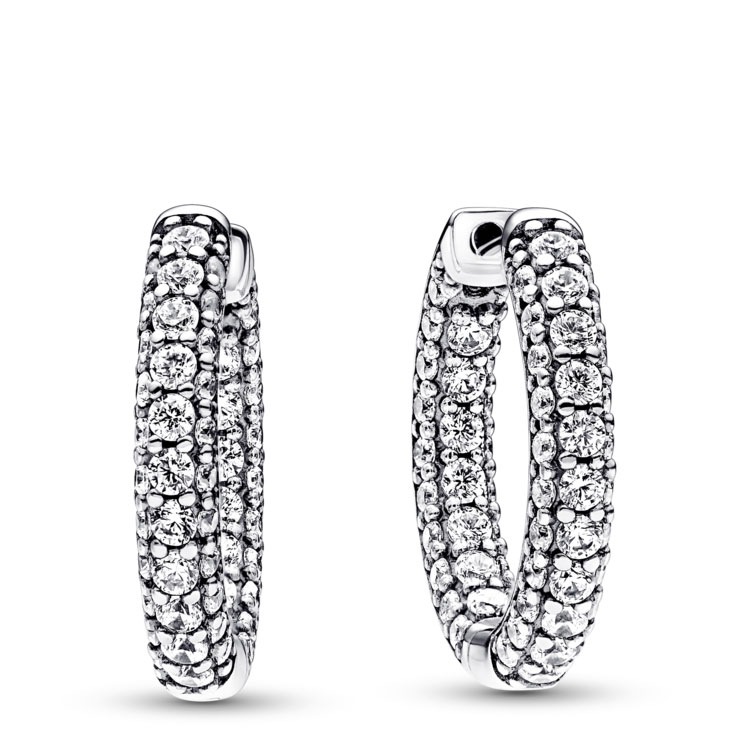 Pandora Pendientes de Aro Fila en Pavé 292624C01 , para Mujer