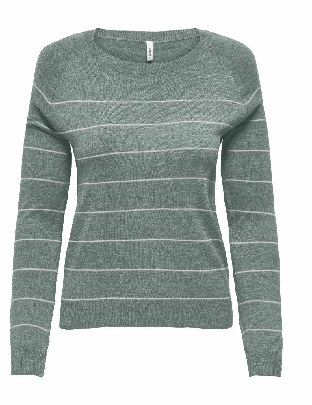 Jersey Only Lemmi verde rayas manga larga para mujer