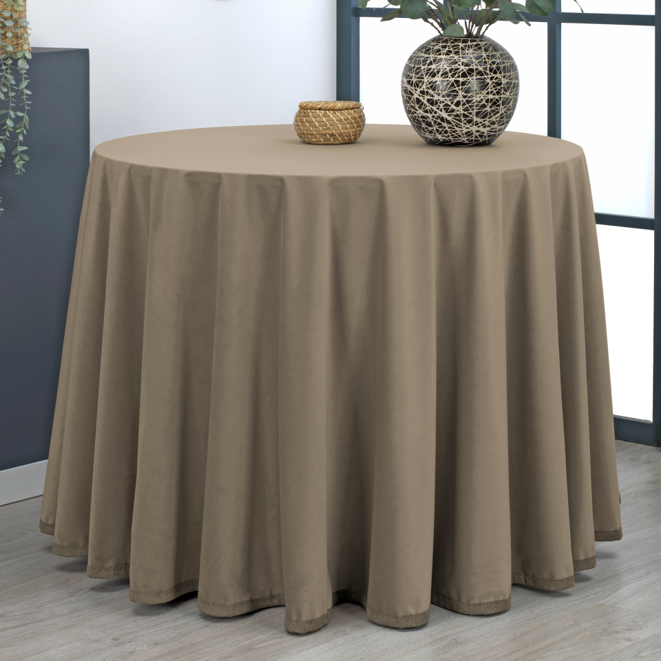 VALENTIA HOME Falda Mesa Camilla Velutto (terciopelo) | Ropa Mesa Camilla Redonda | Mesa 60, 70, 80, 90, 100, 110, 120 CM | Camilla Mesa Decorativa | Tejido Terciopelo para Invierno y Otoño | Faldillas Mesa Camilla con Altura para Mesa 75 cm