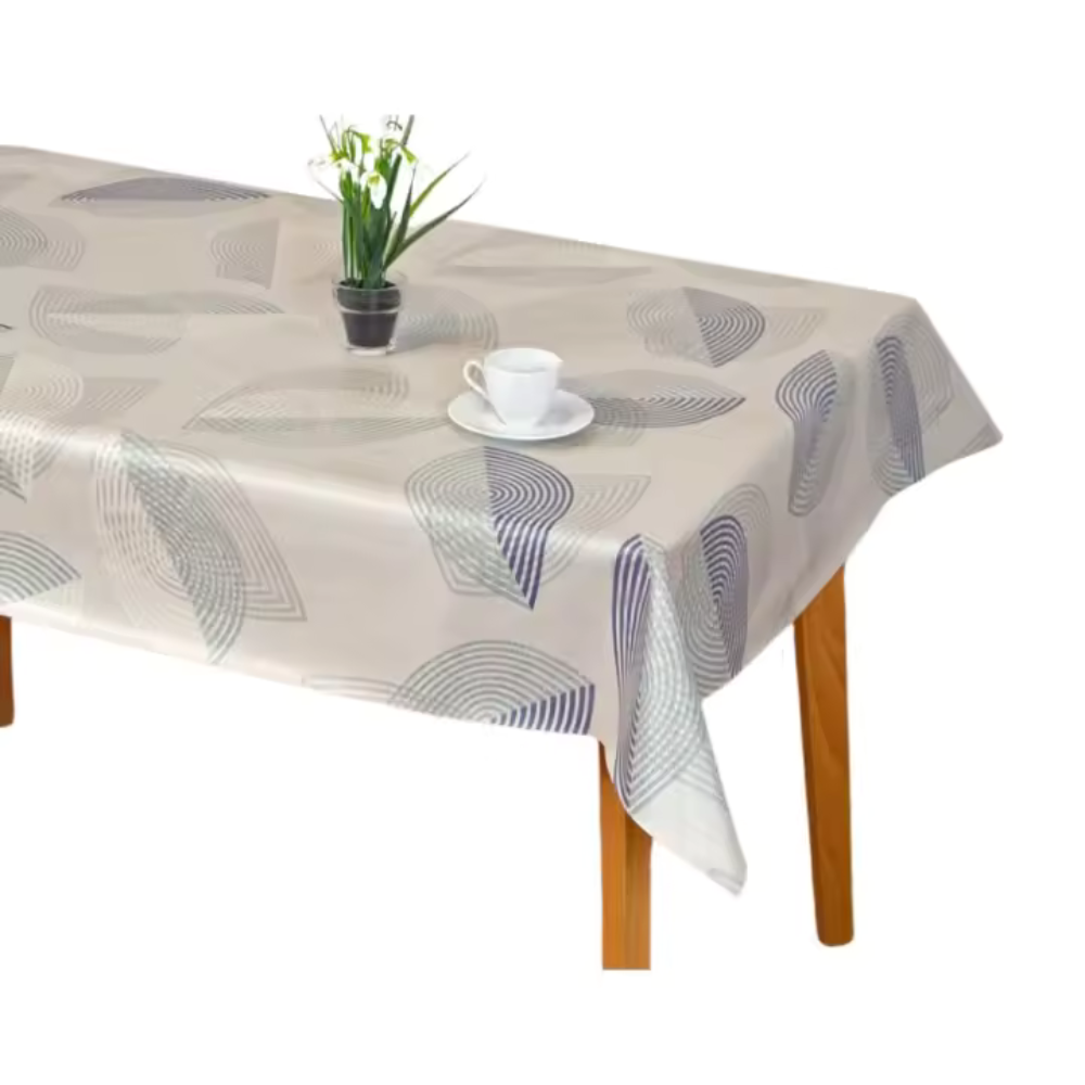 Hulehule Tex - Mantel de Hule 'Huletec' Azul y Beige Sobre Fondo Blanco - Antimanchas