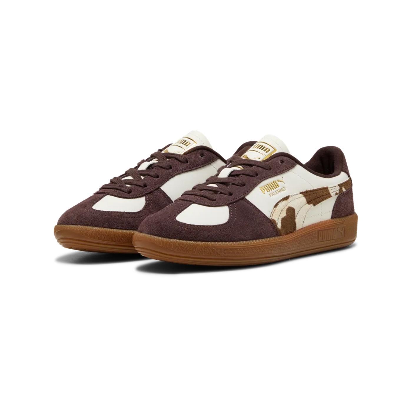 Zapatillas puma palermo cow blanco marrón de mujer.