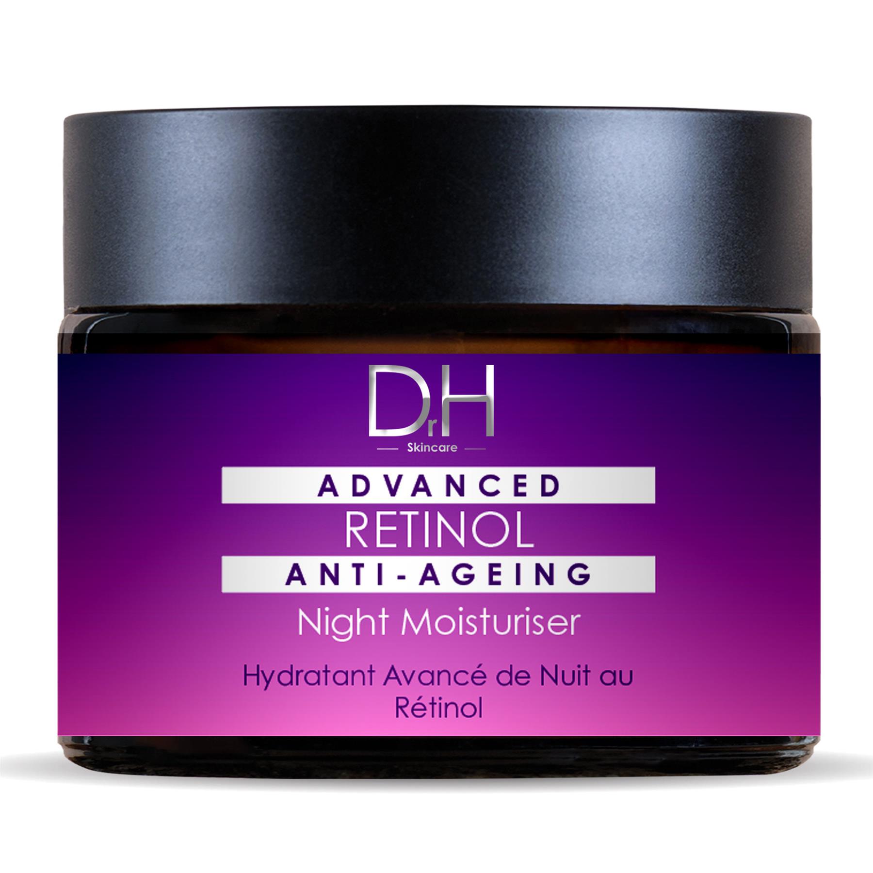 Dr H - Crema de Noche Antiedad Advanced con Retinol 60 ml, con Ácido Hialurónico y Bakuchiol, Hidratante y Antiedad para Piel Madura