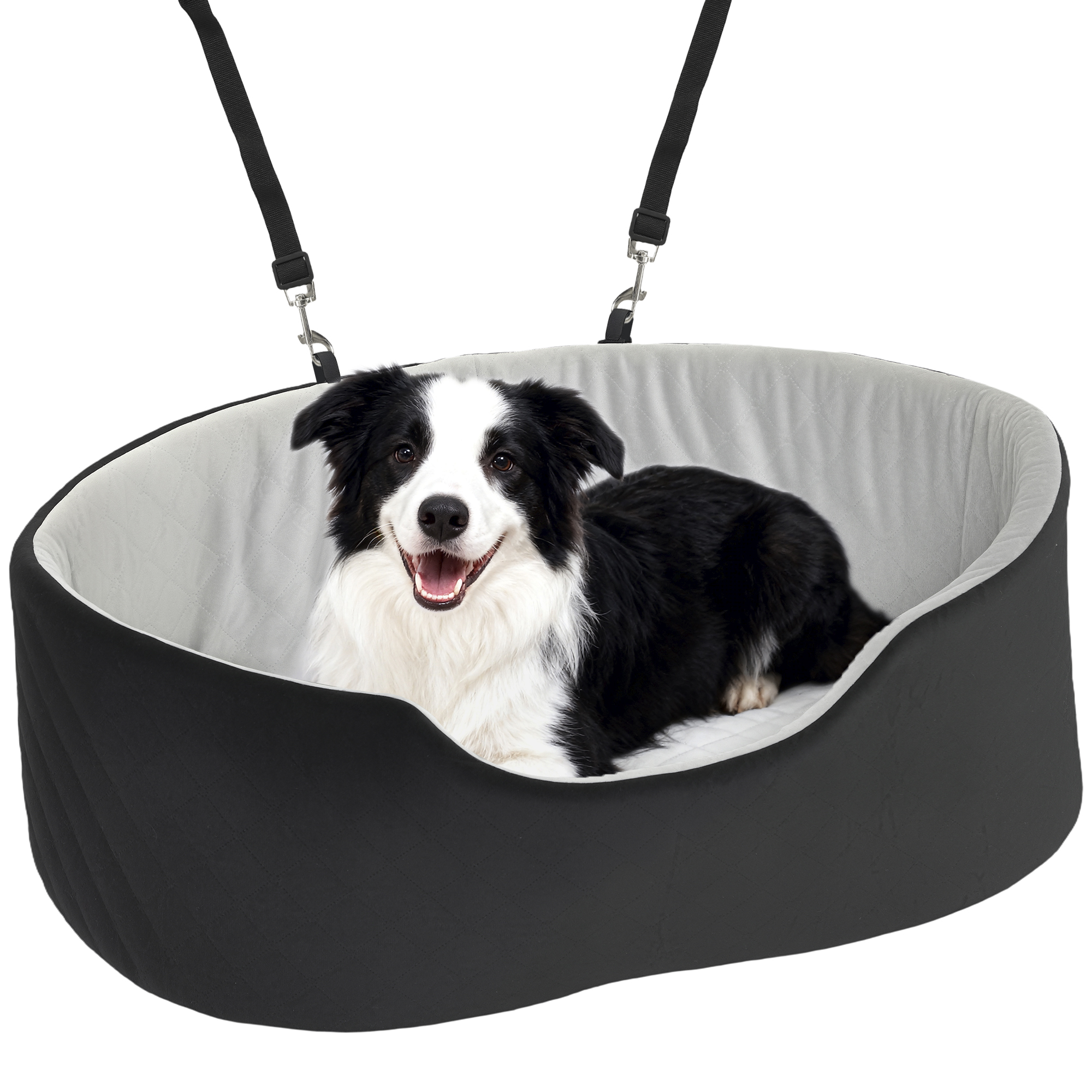 PawHut Asiento de Coche para Perros Pequeños y Medianos, Asiento de Coche para Mascotas de hasta 15 kg con Funda Extraíble y Lavable, Cama de Viaje con Cinturón de Seguridad y Base Antideslizante