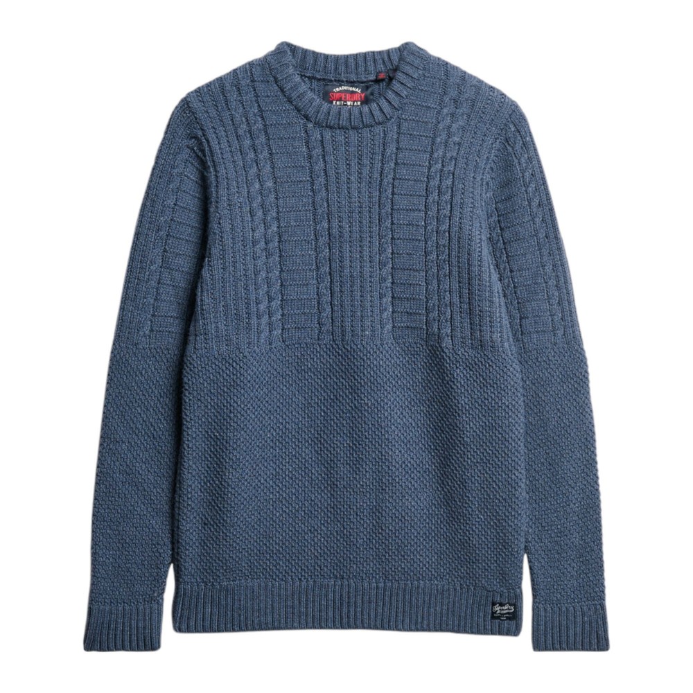 Jersey Jacob Cable, Marca Superdry, Color Azul Grisáceo, Variedad de talla, Para Hombre